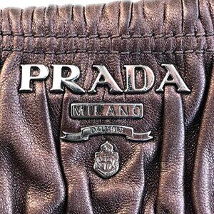 PRADA BAG authentic shirred ruched nappa LEATHER purse